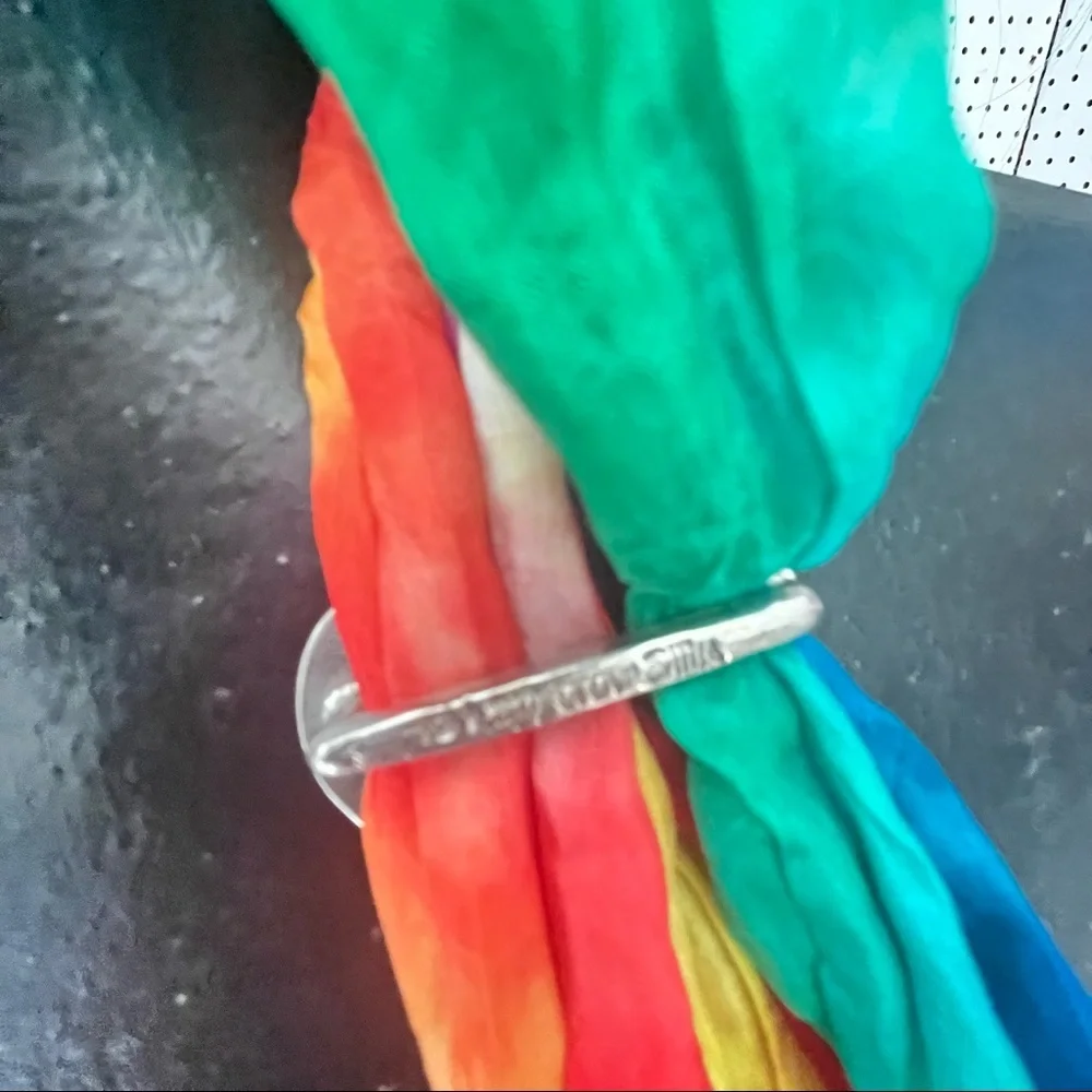 Ladycrow 100% silk scarf in bright bold colors!; NWT! - Picture 7 of 10